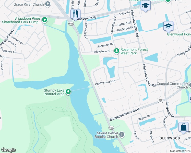 map of restaurants, bars, coffee shops, grocery stores, and more near 2140 Lyndora Road in Virginia Beach