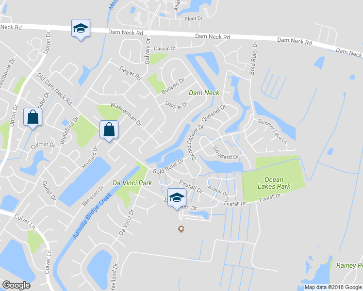 map of restaurants, bars, coffee shops, grocery stores, and more near 1653 Sword Dancer Drive in Virginia Beach