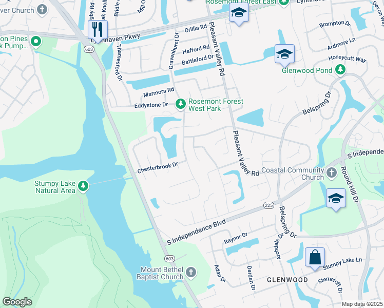 map of restaurants, bars, coffee shops, grocery stores, and more near 1941 Gravenhurst Drive in Virginia Beach