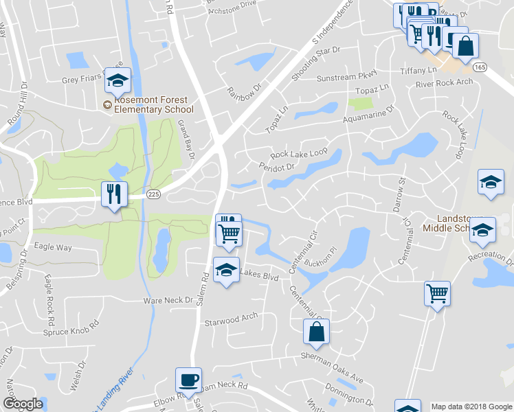 map of restaurants, bars, coffee shops, grocery stores, and more near 3909 Quartz Lane in Virginia Beach