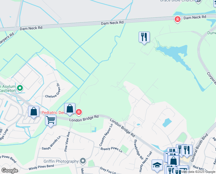 map of restaurants, bars, coffee shops, grocery stores, and more near 2280 London Bridge Road in Virginia Beach