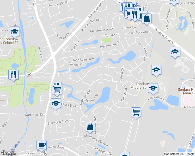 map of restaurants, bars, coffee shops, grocery stores, and more near 3861 Daiquiri Lane in Virginia Beach