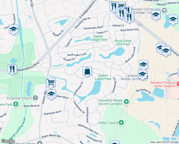 map of restaurants, bars, coffee shops, grocery stores, and more near 3861 Daiquiri Lane in Virginia Beach