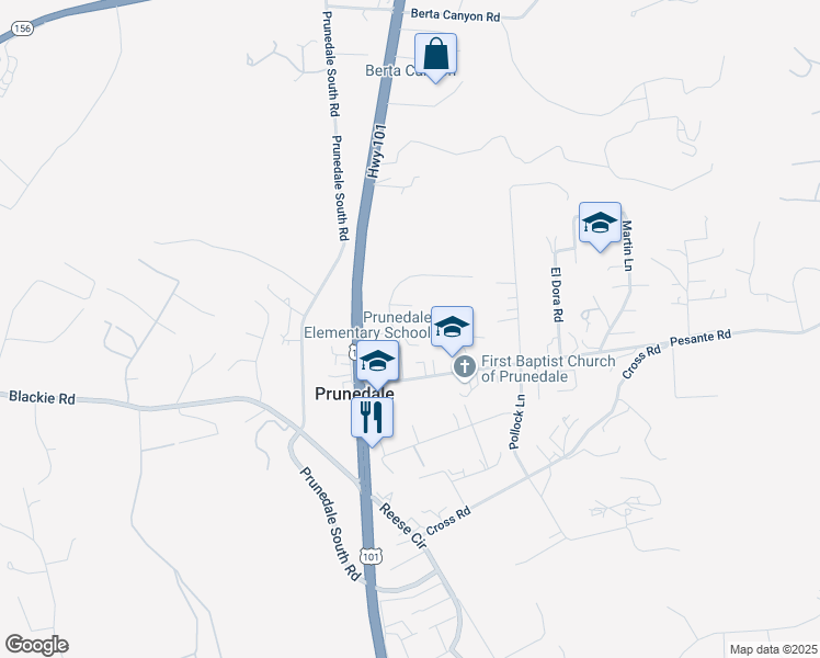 map of restaurants, bars, coffee shops, grocery stores, and more near 17414 Avenue Los Altos in Salinas