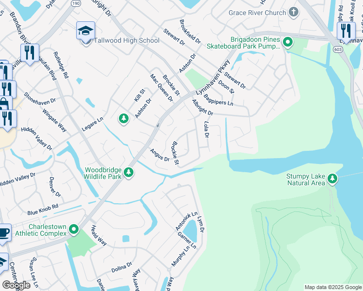 map of restaurants, bars, coffee shops, grocery stores, and more near 5120 Dundee Lane in Virginia Beach