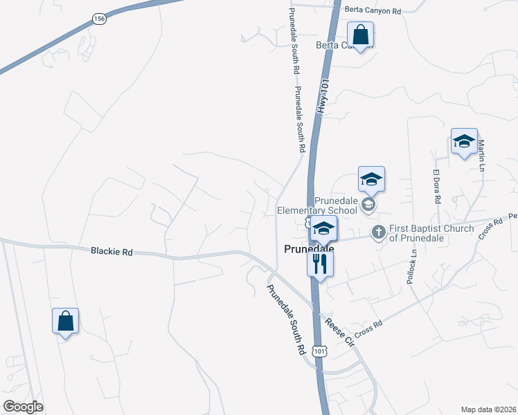 map of restaurants, bars, coffee shops, grocery stores, and more near 9773 Borromeo Drive in Salinas