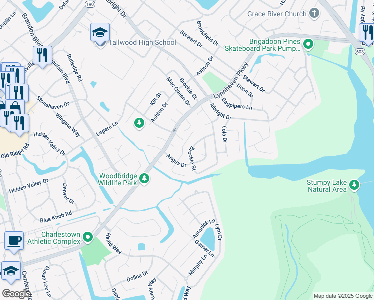 map of restaurants, bars, coffee shops, grocery stores, and more near 5120 Dundee Lane in Virginia Beach
