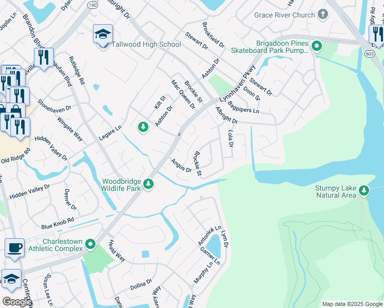 map of restaurants, bars, coffee shops, grocery stores, and more near 5120 Dundee Lane in Virginia Beach