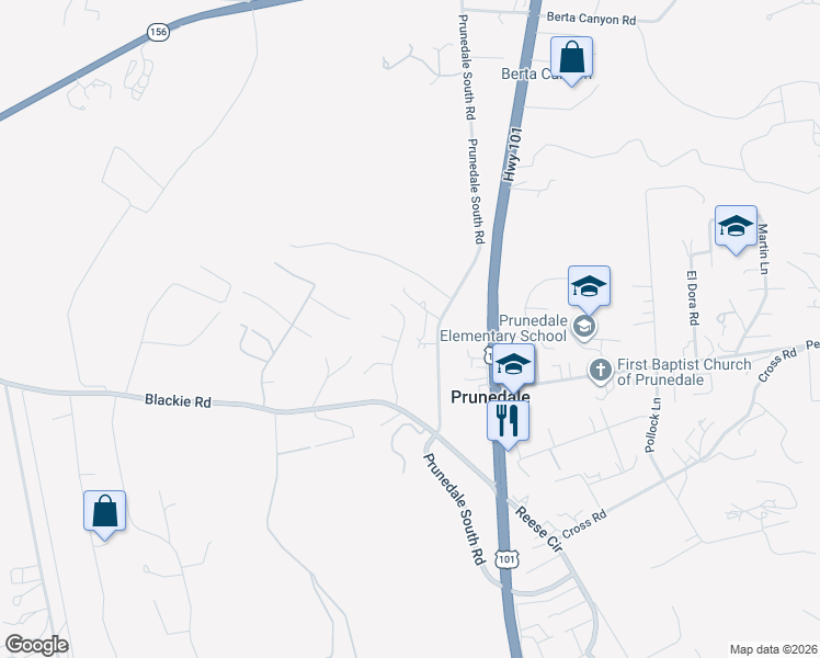 map of restaurants, bars, coffee shops, grocery stores, and more near 9773 Borromeo Drive in Salinas