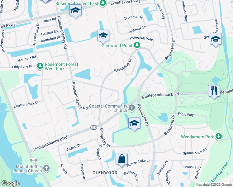 map of restaurants, bars, coffee shops, grocery stores, and more near 1157 Northvale Drive in Virginia Beach