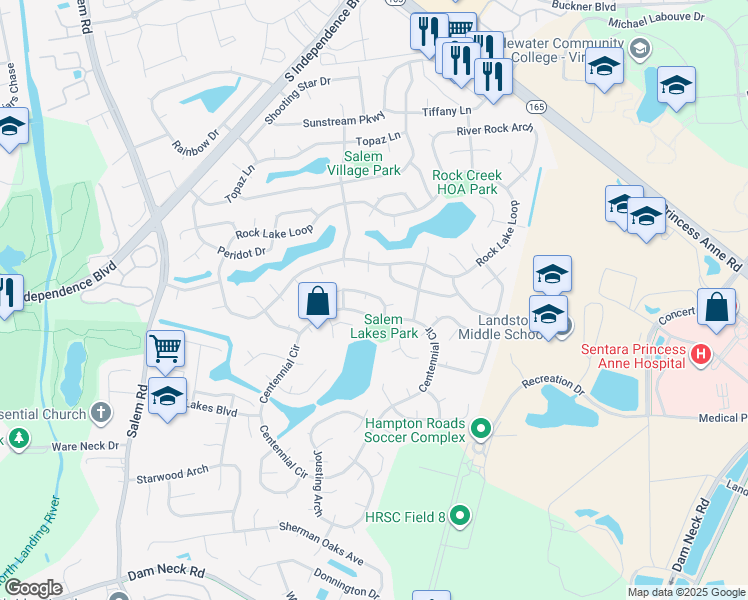 map of restaurants, bars, coffee shops, grocery stores, and more near 3813 Daiquiri Lane in Virginia Beach