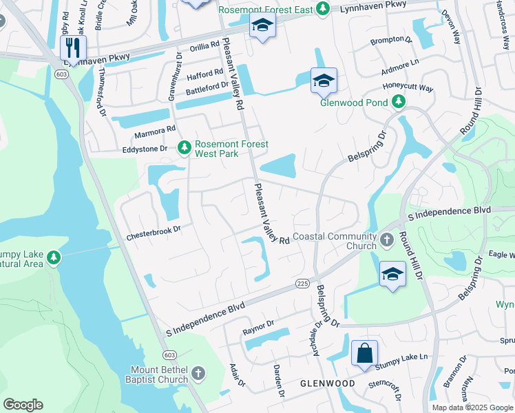map of restaurants, bars, coffee shops, grocery stores, and more near 4024 Pleasant Valley Road in Virginia Beach