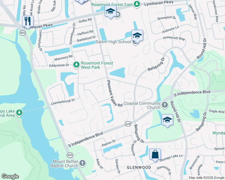 map of restaurants, bars, coffee shops, grocery stores, and more near 4024 Pleasant Valley Road in Virginia Beach