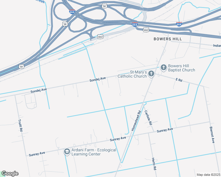 map of restaurants, bars, coffee shops, grocery stores, and more near 4625 Sondej Avenue in Chesapeake