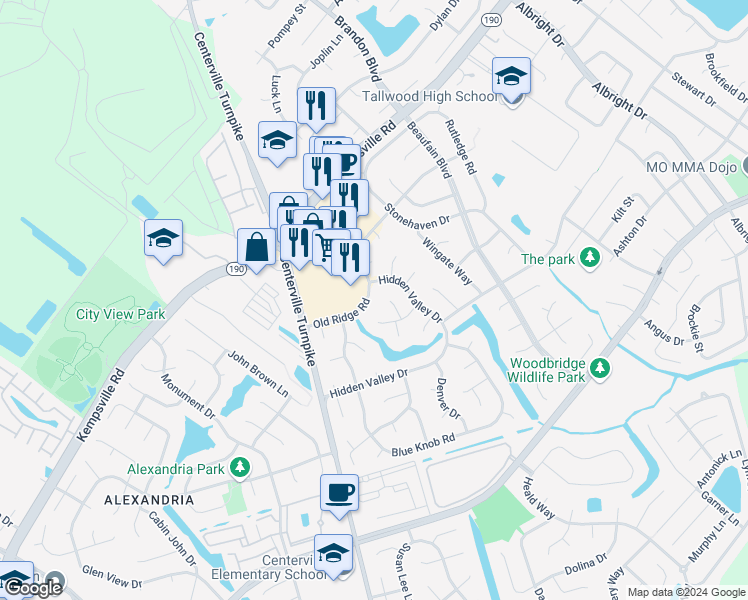 map of restaurants, bars, coffee shops, grocery stores, and more near 1908 Old Ridge Road in Virginia Beach