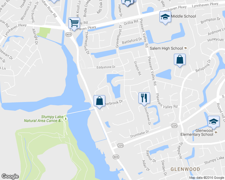 map of restaurants, bars, coffee shops, grocery stores, and more near 2032 Lyndora Road in Virginia Beach