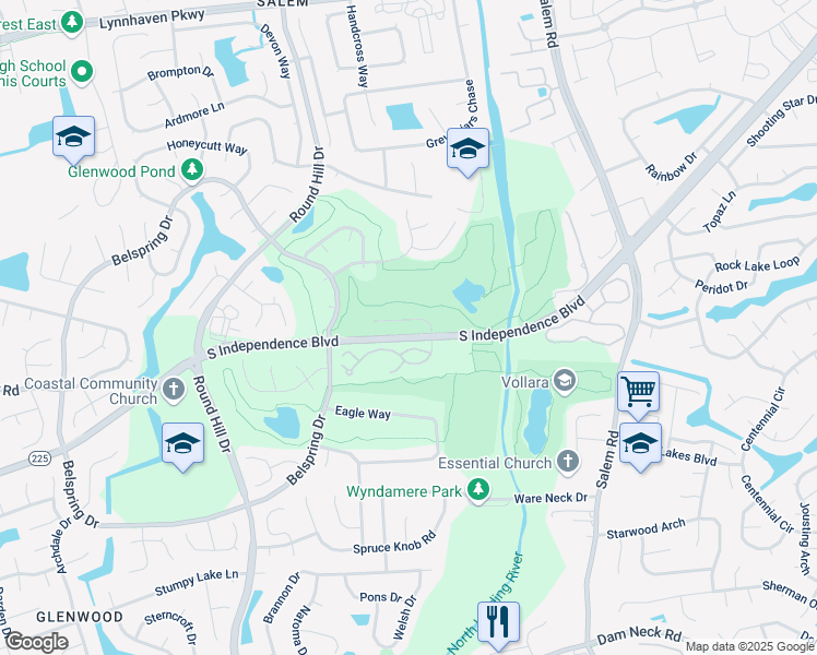 map of restaurants, bars, coffee shops, grocery stores, and more near 5069 Glenwood Way in Virginia Beach