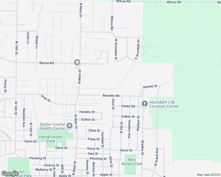 map of restaurants, bars, coffee shops, grocery stores, and more near 801 Oakhill Road in Poplar Bluff