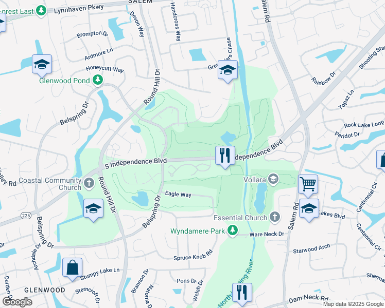 map of restaurants, bars, coffee shops, grocery stores, and more near 5095 Glenwood Way in Virginia Beach