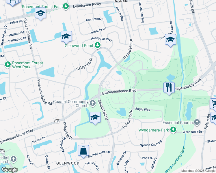 map of restaurants, bars, coffee shops, grocery stores, and more near 2712 Eleanor Lane in Virginia Beach