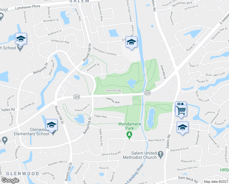 map of restaurants, bars, coffee shops, grocery stores, and more near 5073 Glenwood Way in Virginia Beach