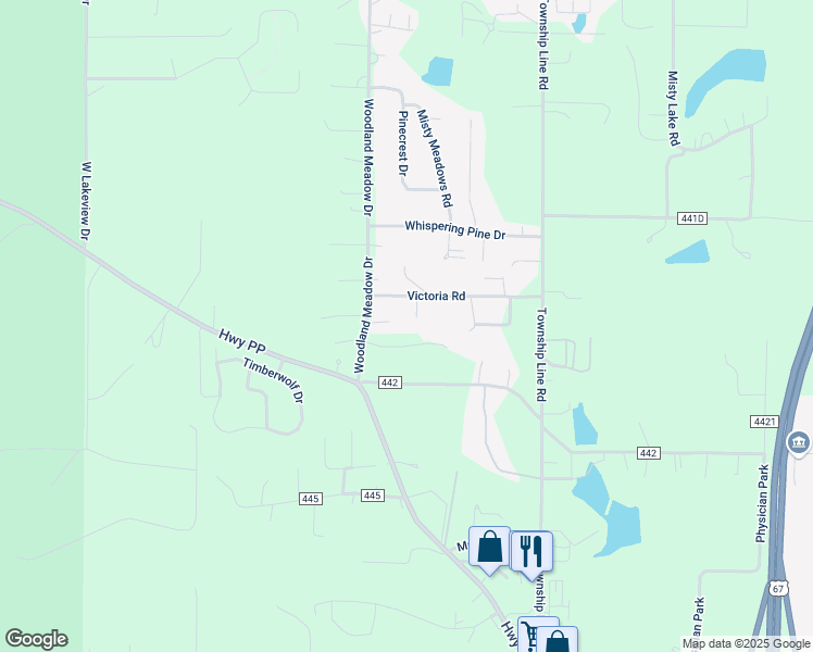 map of restaurants, bars, coffee shops, grocery stores, and more near 7004 Woodland Meadow Drive in Poplar Bluff