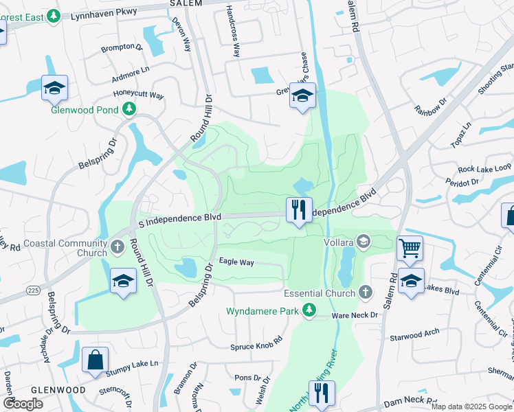 map of restaurants, bars, coffee shops, grocery stores, and more near 5095 Glenwood Way in Virginia Beach