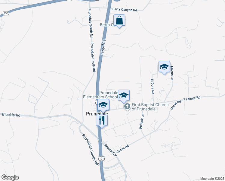 map of restaurants, bars, coffee shops, grocery stores, and more near 17414 Avenue Los Altos in Salinas