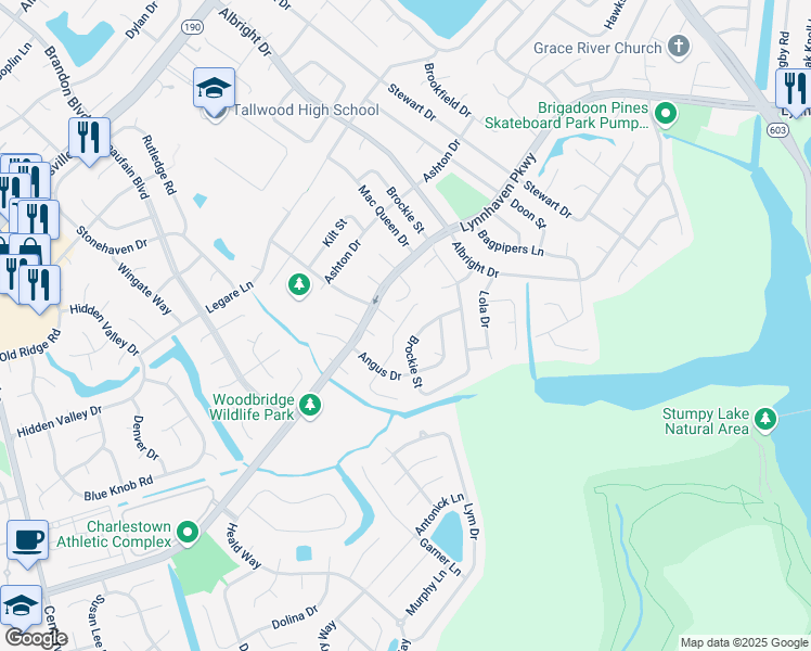 map of restaurants, bars, coffee shops, grocery stores, and more near 5120 Dundee Lane in Virginia Beach