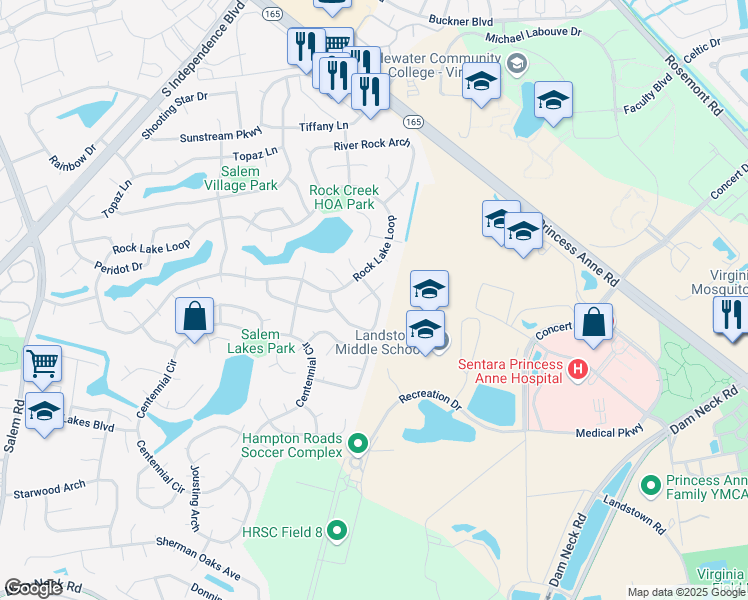 map of restaurants, bars, coffee shops, grocery stores, and more near 1951 Big Boulder Drive in Virginia Beach