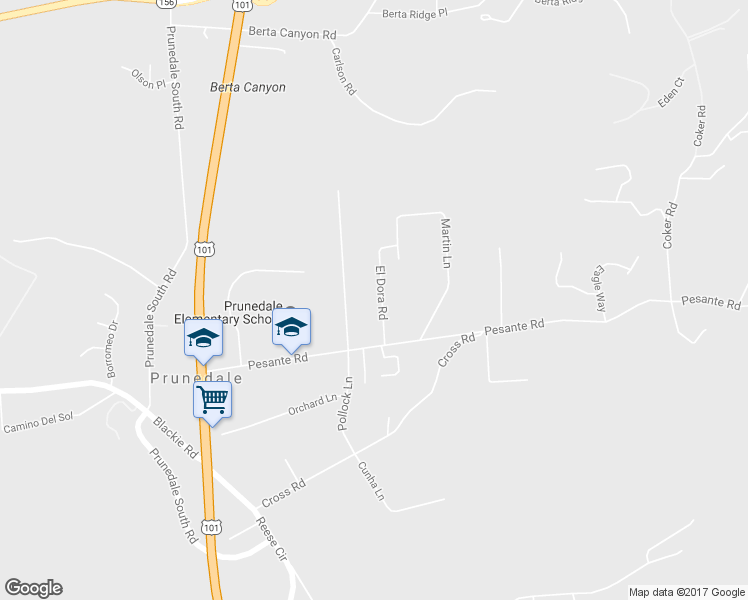 map of restaurants, bars, coffee shops, grocery stores, and more near 17943 Pesante Road in Salinas