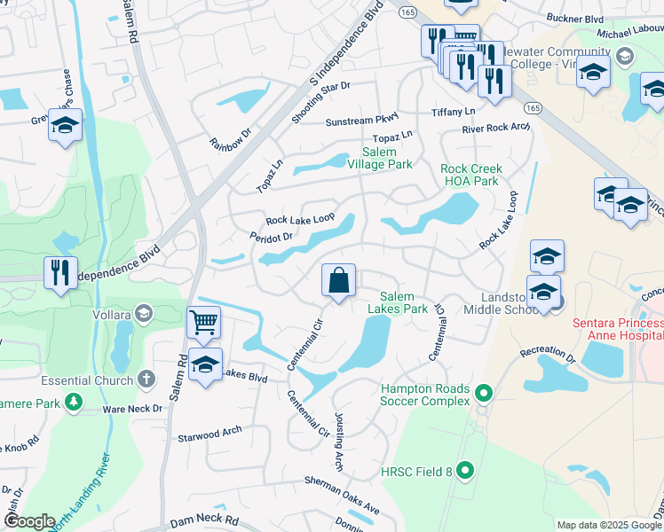 map of restaurants, bars, coffee shops, grocery stores, and more near 1816 Brownstone Court in Virginia Beach