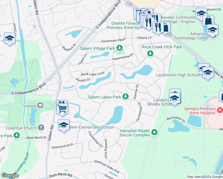 map of restaurants, bars, coffee shops, grocery stores, and more near 3852 Daiquiri Lane in Virginia Beach