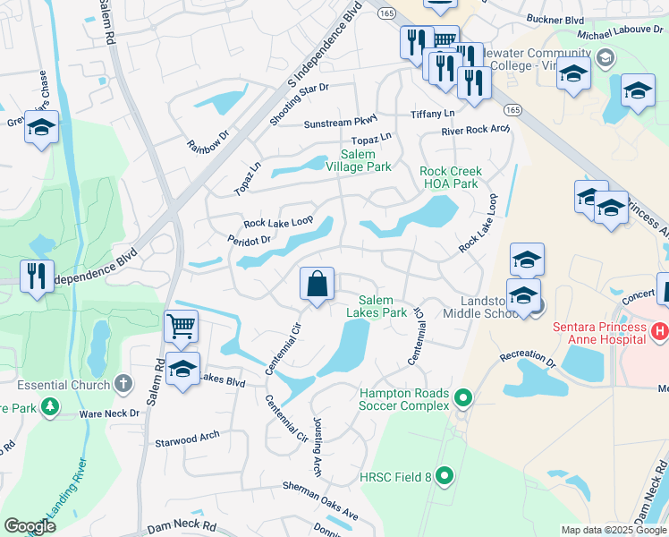map of restaurants, bars, coffee shops, grocery stores, and more near 3852 Daiquiri Lane in Virginia Beach