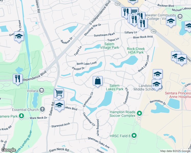 map of restaurants, bars, coffee shops, grocery stores, and more near 1816 Brownstone Court in Virginia Beach