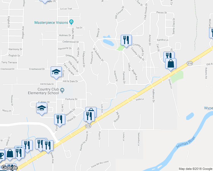 map of restaurants, bars, coffee shops, grocery stores, and more near 5598 Santa Theresa Court in Farmington
