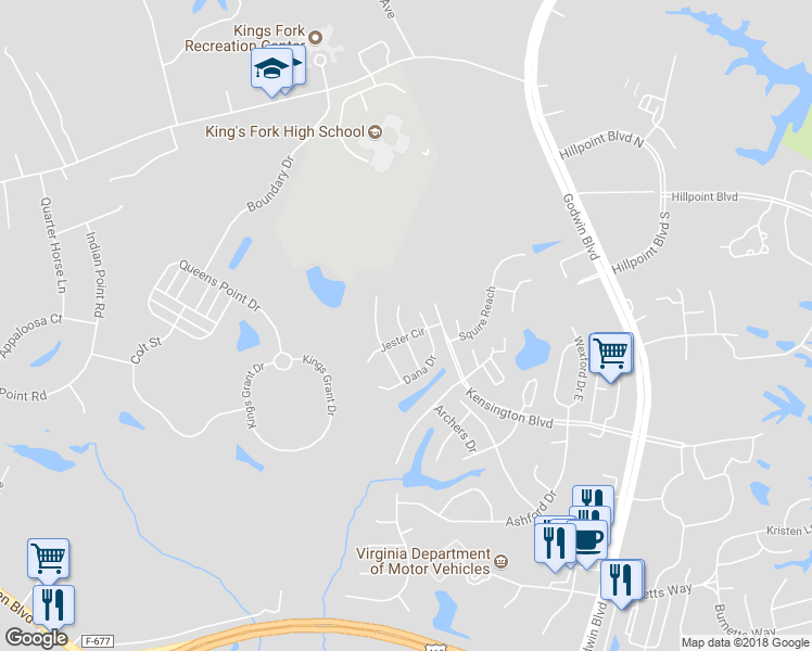 map of restaurants, bars, coffee shops, grocery stores, and more near 312 Gauntlet Way in Suffolk