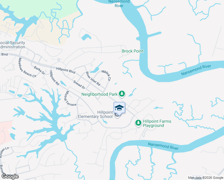 map of restaurants, bars, coffee shops, grocery stores, and more near 137 Niblick Circle in Suffolk