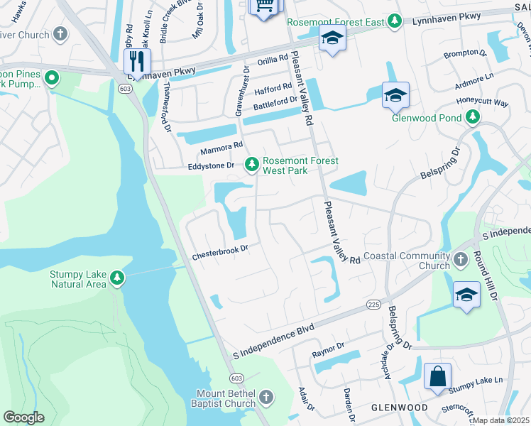 map of restaurants, bars, coffee shops, grocery stores, and more near 1377 Northvale Drive in Virginia Beach