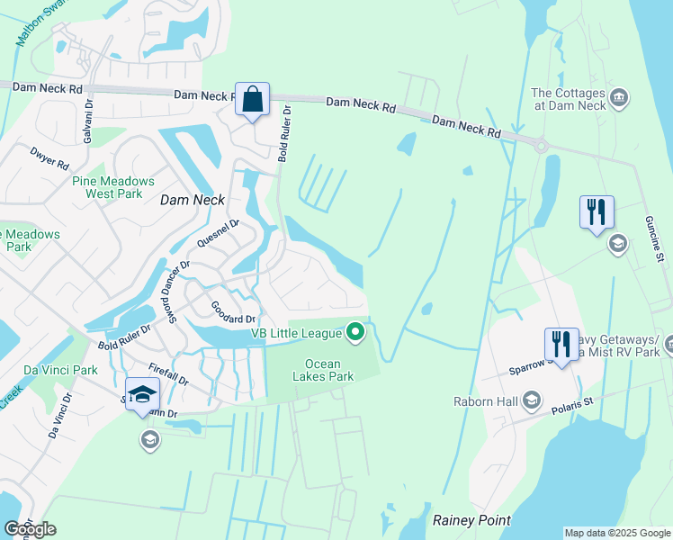 map of restaurants, bars, coffee shops, grocery stores, and more near 524 Summer Lake Lane in Virginia Beach