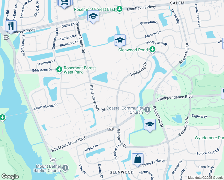 map of restaurants, bars, coffee shops, grocery stores, and more near 1209 Northvale Drive in Virginia Beach