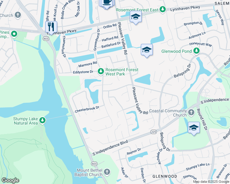 map of restaurants, bars, coffee shops, grocery stores, and more near 1361 Northvale Drive in Virginia Beach