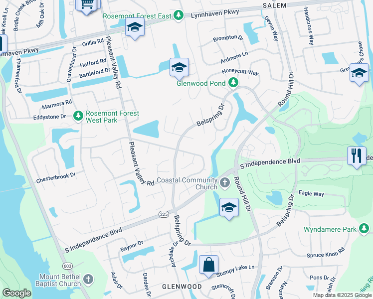map of restaurants, bars, coffee shops, grocery stores, and more near 1192 Northvale Drive in Virginia Beach
