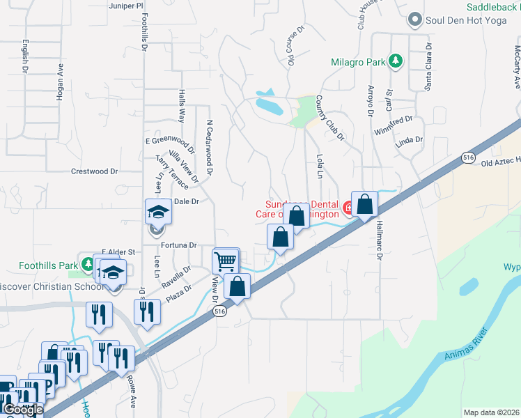 map of restaurants, bars, coffee shops, grocery stores, and more near 5421 Santa Theresa Court in Farmington