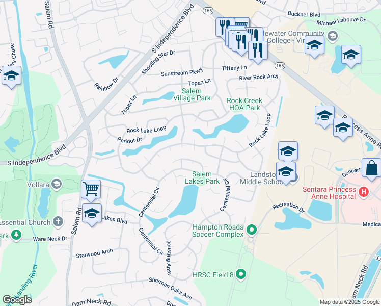 map of restaurants, bars, coffee shops, grocery stores, and more near 3832 Daiquiri Lane in Virginia Beach