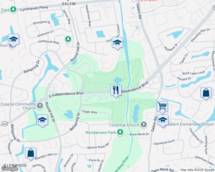 map of restaurants, bars, coffee shops, grocery stores, and more near 5028 Glenwood Way in Virginia Beach