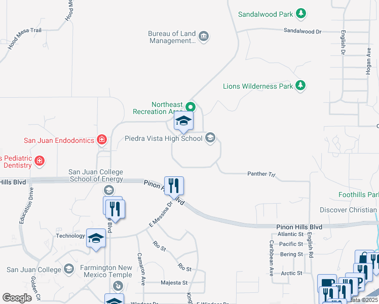 map of restaurants, bars, coffee shops, grocery stores, and more near 5700 College Boulevard in Farmington