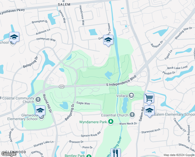 map of restaurants, bars, coffee shops, grocery stores, and more near 5056 Glenwood Way in Virginia Beach