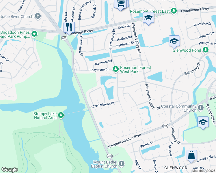 map of restaurants, bars, coffee shops, grocery stores, and more near 1427 Dighton Court in Virginia Beach