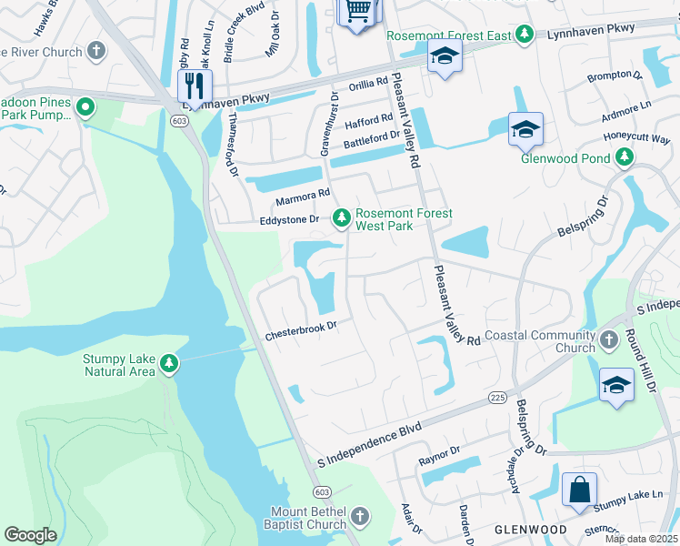 map of restaurants, bars, coffee shops, grocery stores, and more near 1869 Gravenhurst Drive in Virginia Beach